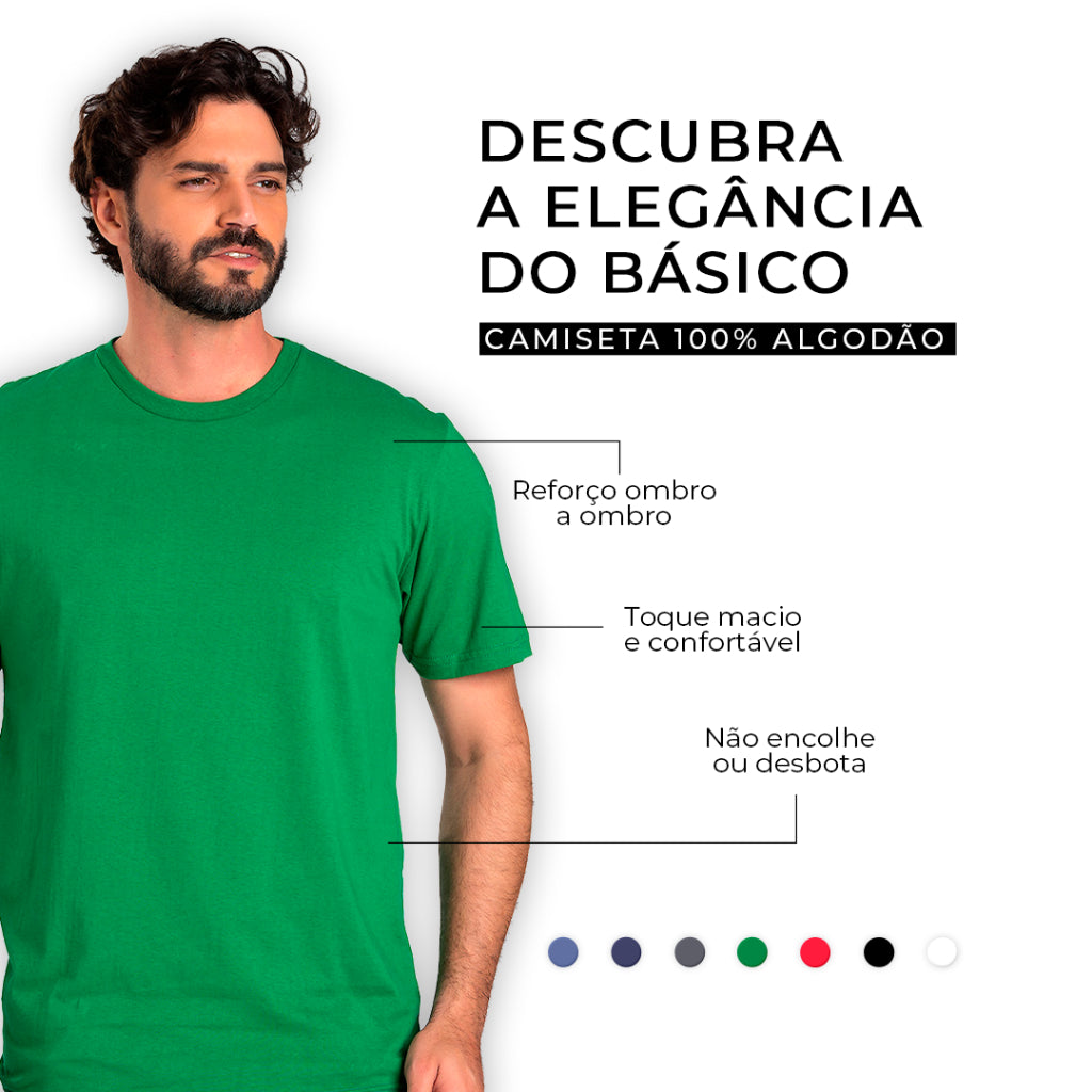 Kit 6 Camisetas Básicas Masculina 100% Algodão