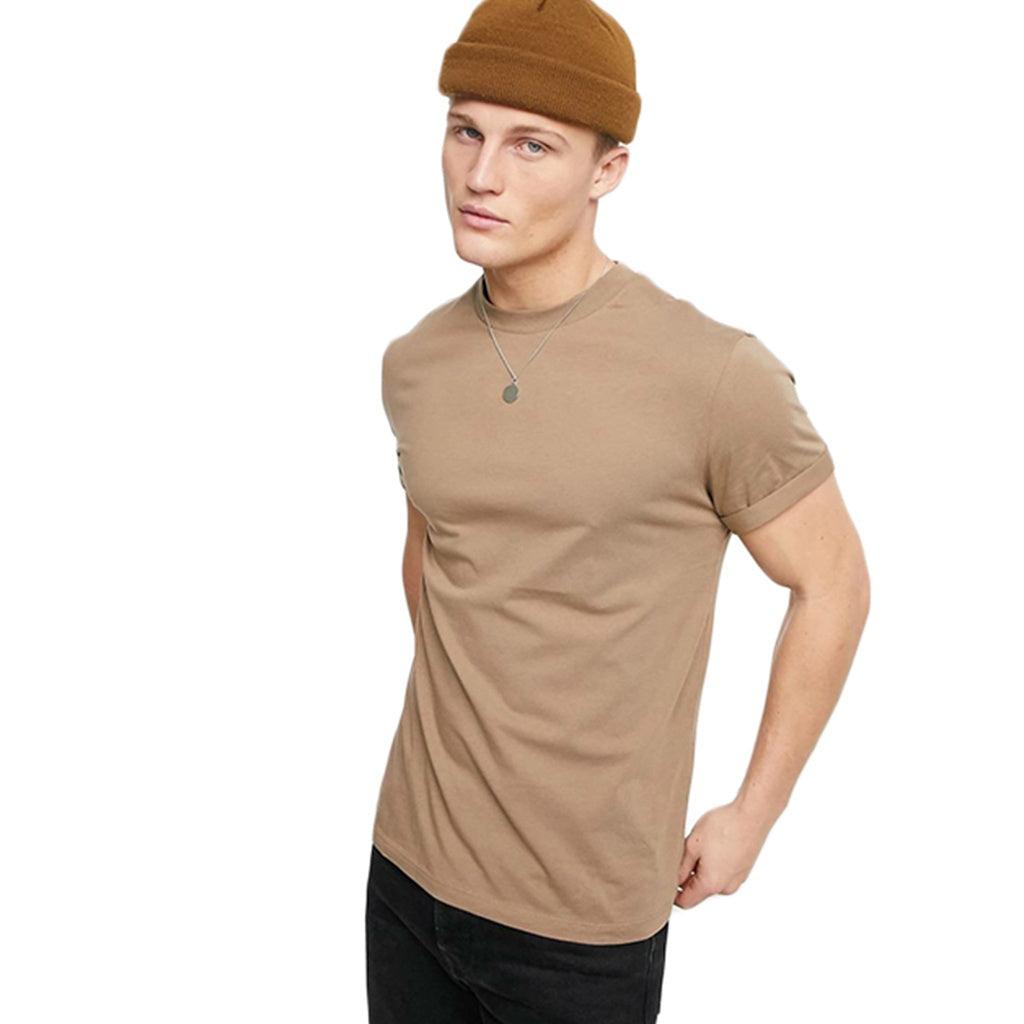 CAMISETA BÁSICA SLIM ALGODÃO STECCHI AREIA - Artigo de grife