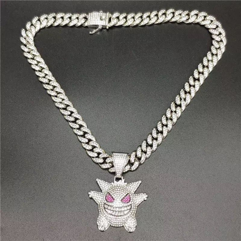 corrente Ice cravejado Modelo Gengar 50cm