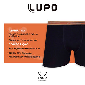 Kit com 10 Cuecas Lupo Boxer Original Algodão Box Masculina