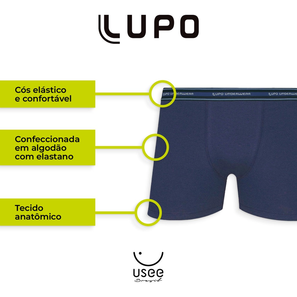 Kit com 10 Cuecas Lupo Boxer Original Algodão Box Masculina